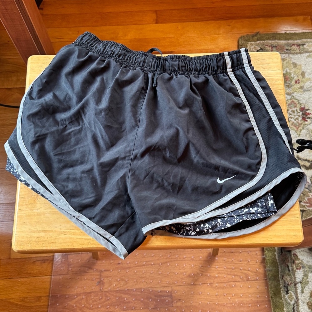 Nike Black and Gray Athletic Shorts Elastic Waistband